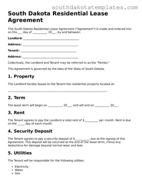 Free South Dakota Residential Lease Agreement Document