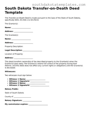 Free South Dakota Transfer-on-Death Deed Document